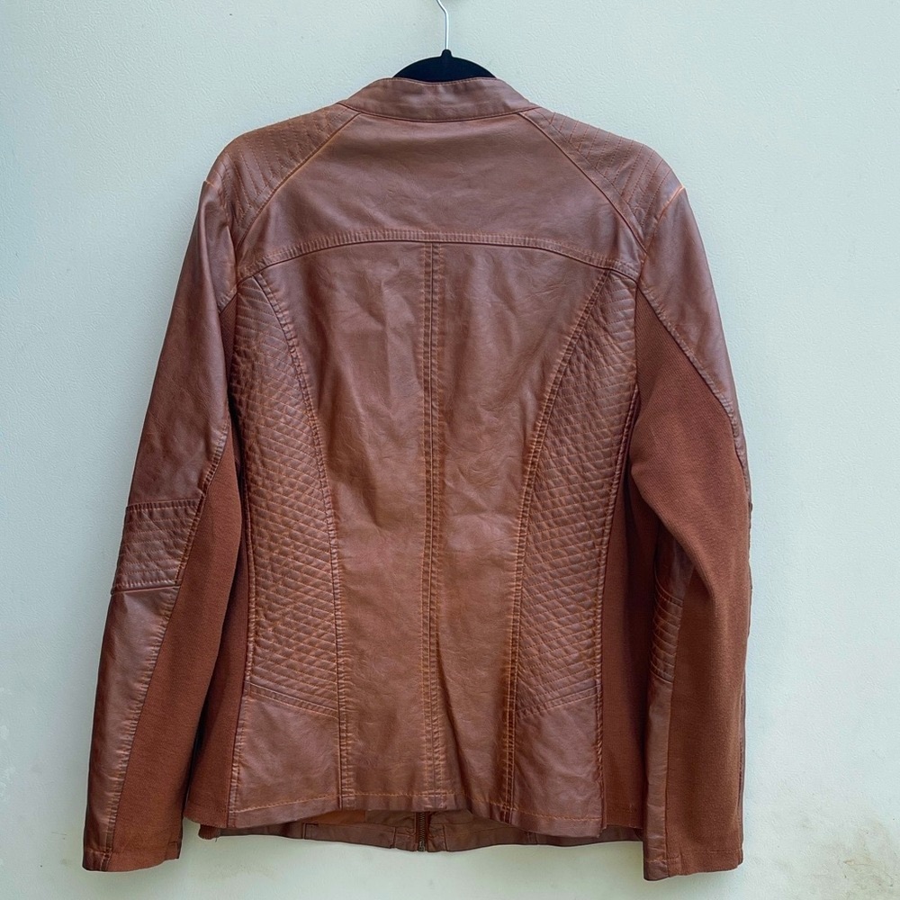 Valerie Stevens Tan Faux Leather Jacket - Picture 10 of 12